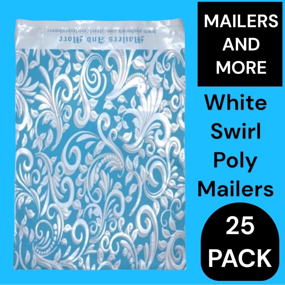 25 10X13 Poly Mailers White Swirl PRICE IS FIRM - Picture 2 of 10